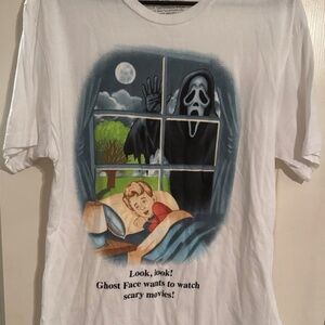 Scream Ghost Face White Watch Scary Movies T Shirt Top Unisex Size Large